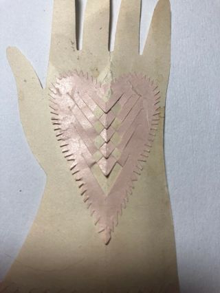 Antique Cut Paper Heart In Hand Schnerinschnitte Love Token Valentine 3