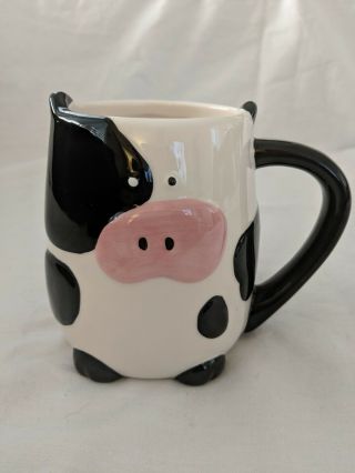 Cow Coffee Mug Tea Cup Hot Cocoa 3 - D 3d Figurative 16oz By Tag Black White Pink