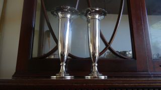 Antique Solid Silver Vases Halmarked Birmingham In 1916 Exceptional Quality