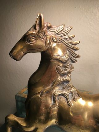 Large Vintage Brass Horse Statue,  Stallion Sculpture,  Anatomically Correct