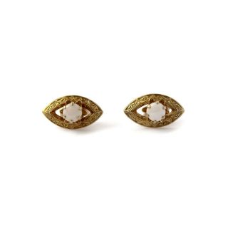 14k Gold Opal Evil Eye Stud Earrings