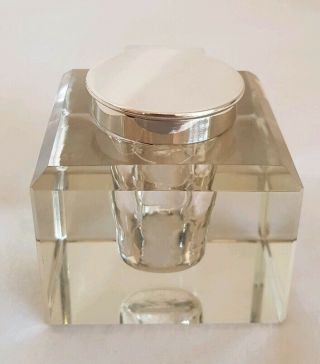 Antique sterling silver inkwell/ standish.  Birmingham 1925.  By John Grinsell 3