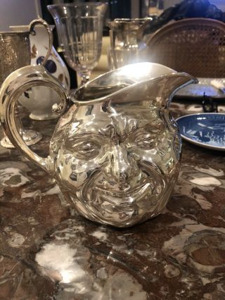 Reed & Barton 5640 Double Faced Silver Plate Sunny Jim Ugly Smiling Toby Pitcher