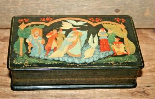 Signed Hand Painted Russian Lacquer Box 1