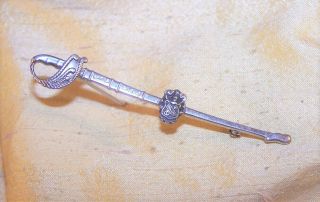 Vintage Sigma Nu Fraternity Sterling Silver Sword / Sabre Crest Pin 2 3/4 " Old
