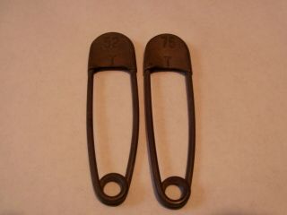 Vintage Laundry Key Tag Safty Pin Clip Jumbo Size 4in.  Set Of 2 Brass