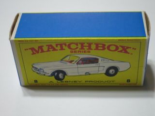Matchbox Lesney 1966 8e Ford Mustang Fastback Empty Box