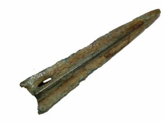 Rare Choice Scythian Socketed Bilobate Bronze Arrowhead,  As Found,