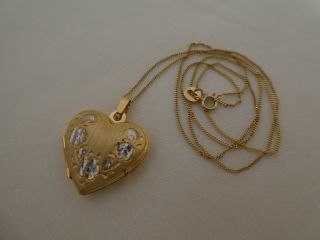 Vintage 9ct Gold Heart Locket Pendant Necklace