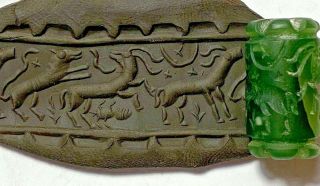 Intact Rare Near Eastern Cylinder Seal - Animals Pendant 12gr 27mm