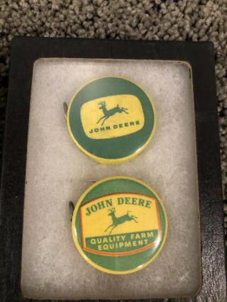 John Deere Gold Tone Vintage Pin and Two Vintage John Deere Measuring Tapes 3