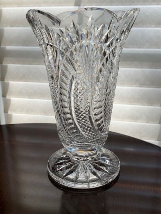 Vintage Waterford Crystal Master Cutter Footed Vase Made In Ireland 10”