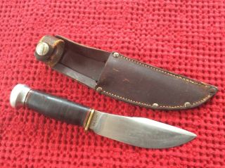 Vintage Us Marble Skinning Knife And Sheath Pat`d 1916