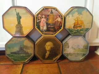 Set Of 6 Vintage Loose Wiles Biscuit Co Sunshine Biscuits Co.  Tins W/ Handle