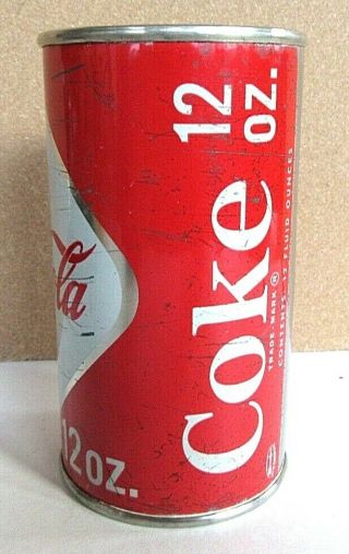 1960 ' s Straight Steel Diamond Coke Coca Cola Flat Top Soda Can Both Lids 2