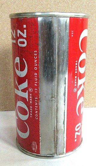 1960 ' s Straight Steel Diamond Coke Coca Cola Flat Top Soda Can Both Lids 3