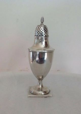 Antique 19th Cent Silver Sugar Caster Shaker Muffineer Flame Finial Holloware 6 "
