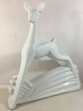 Vintage Hager Art Deco Deer Statue Figurine Pottery Ceramic White 6064