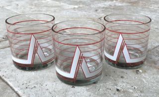 Set 3 Vintage Retro High Ball Barware Glasses Red & White Marking 22 Brazil