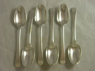 Rare Set 6 Georgian 1768 Silver Serving Spoons 360 Grams Unidentified Maker Wt
