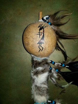 Native American Music Shaker Rattler Painted Gourd Rattle Southwestern Decor