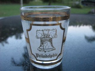 Philadelphia 22k Gold By Culver 2.  25 " Shot Glass Frosted And Gold Logo