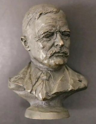 President Theodore Roosevelt Bronze Bust Franklin 1977