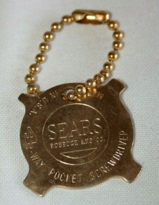 Vintage Usa Sears Roebuck Craftsman Tool 4 Way Pocket Screw Driver Watch Fob Key