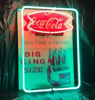 Neon Light Coca Cola Coke Take Home A Carton Soda Drink Pepsi Store Sign 11 " X8 "