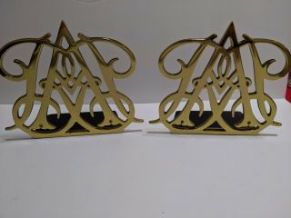 Pair 5 7/5” Tall 1977 Queen Anne Colonial Williamsburg Foundation Brass Bookends