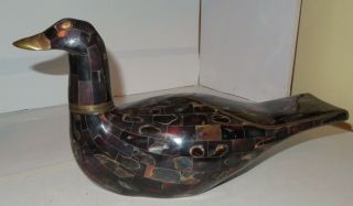 Rare Vintage Maitland Smith Mallard Duck Shell Brass Decor Decoy 14 " Beauty Htf