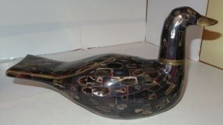 Rare Vintage Maitland Smith Mallard Duck Shell Brass Decor Decoy 14 