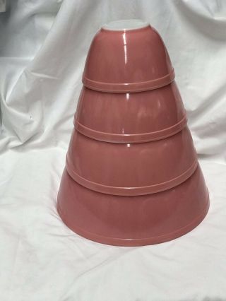 Vintage Pyrex Pink Mixing Bowl Set 401,  402,  403,  404