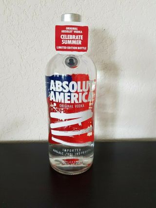 Absolut America Vodka Flag Limited Edition Collectors Bottle 1.  75l