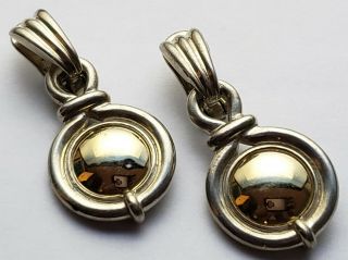 Vintage Hanging Earrings / Christofle / 925 Sterling Silver & 18k Yellow Gold