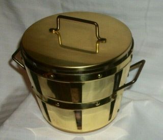 Vintage Retro Small Glass And Brass Ice Bucket Holder