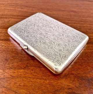 Imperial Russian 84 Solid Silver Cigarette Case: Moscow ЛР 1908 - 1926