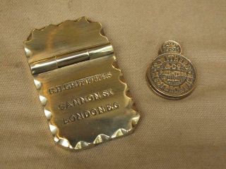 Pair Vintage Brass Safe Name Plate Plaque Key Hole Escutcheons / Covers