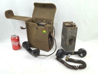 Us Army Signal Corps Ee - 8 - B Field Telephone W/ Canvas Bag With Extra Phone