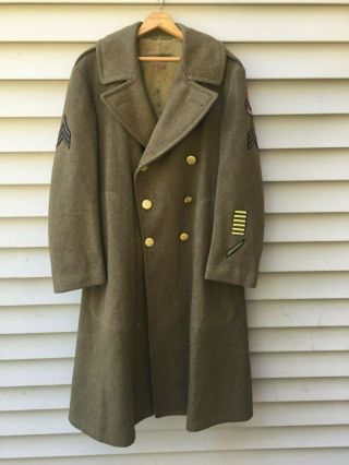 World War Ii 5th Army Wool Trench Coat Over Coat.  473 Infantry Regiment.