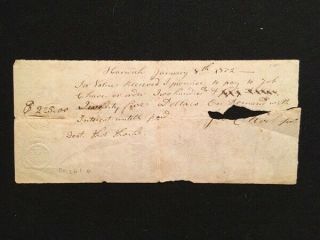 1802 Harwich (mass.  ?) Handwritten Promissory Note With 10¢ Embossed Revenue