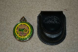 Franklin John Deere Pocket Watch Collectible Model A Leather Pouch