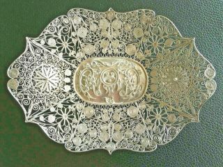 19th Century China Chinese Sterling Silver Filigree Plate - 纯银丝