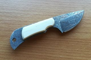 Vintage Custom Hand Made Damascus Steel Small Fixed Blade Knife