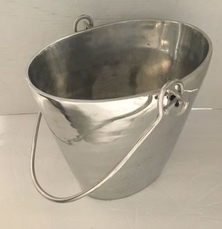 Heavy Pewter Ice Bucket With Handle • 11” By 8” Oval At Top & 9” Tall