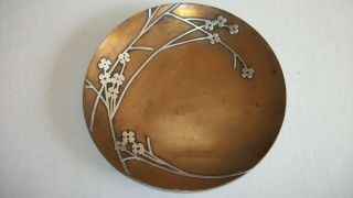 Heintz Art Metal Sterling On Bronze 5 3/4 " Plate Cherry Blossom Design 1912