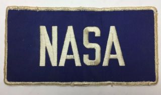 Vintage Large Nasa Employee Clothing Patch 6” X 10” White And Blue.  Vgc