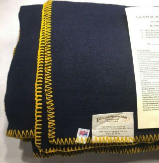 Us Naval Academy 100 Wool Blanket Throw Navy Blue Usna Size 72x90