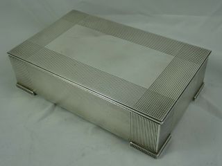 Stylish,  Art Deco Style,  Solid Silver Cigarette Box,  1957