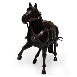 ' Peruvian Walking Horse ' Cedar Wood Sculpture Leather Tack Handmade NOVICA Peru 3